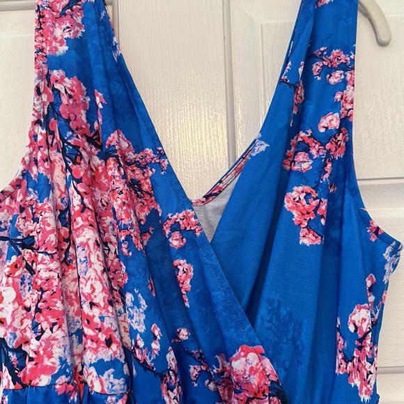 Hotsquash London maxi dress sz 12 (US) w belt NWT cherry blossom print - Picture 2 of 9